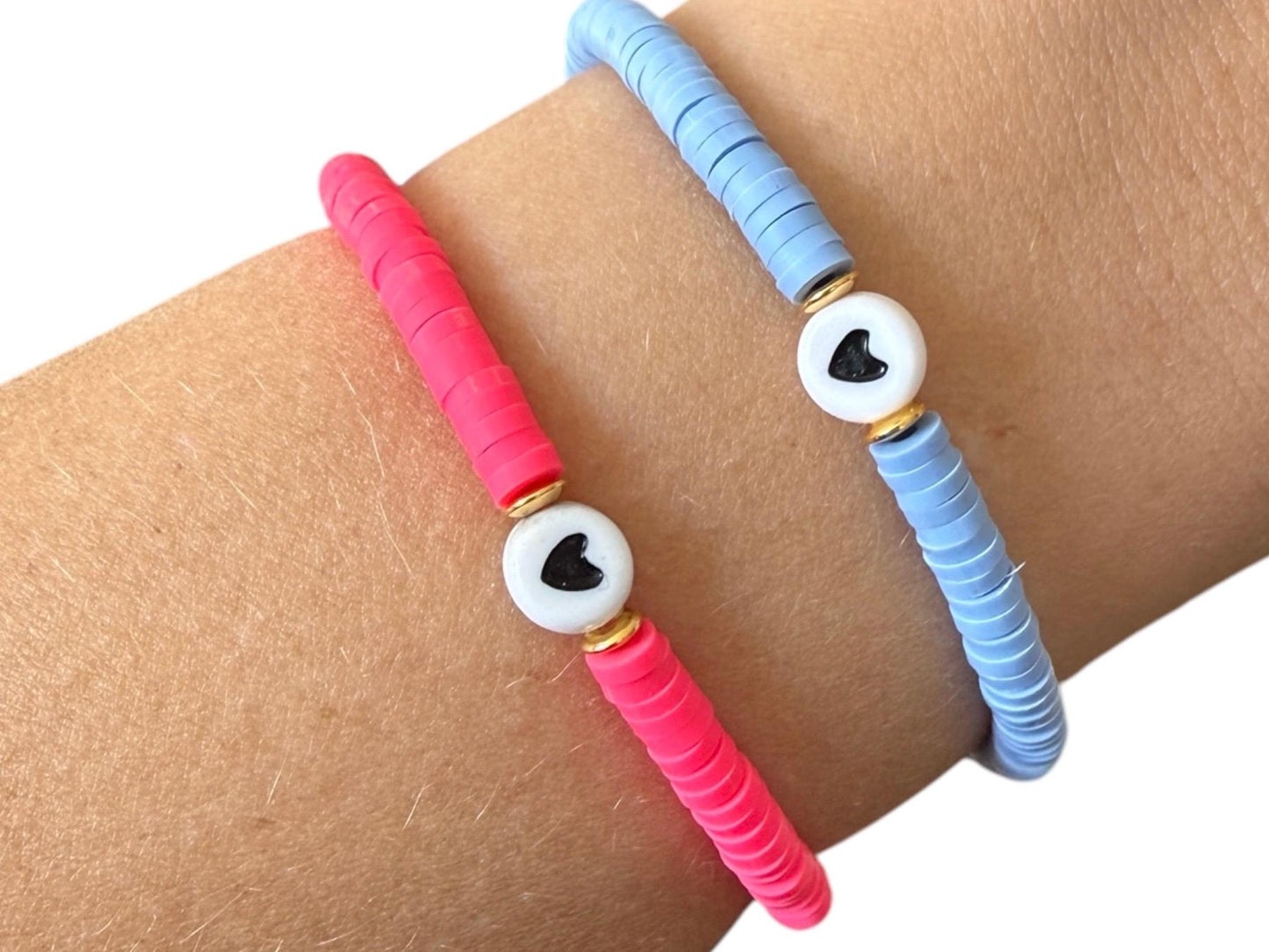 Herz Armband Neon Pink oder Flieder mit Gold