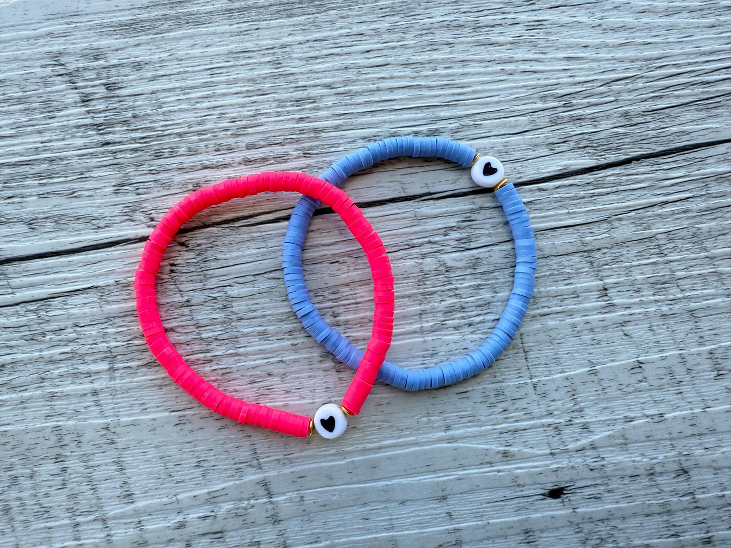 Herz Armband Neon Pink oder Flieder mit Gold