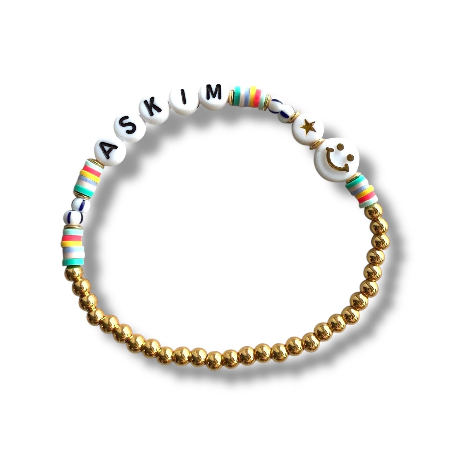 Personalisiertes Edelstahl Armband mit Smiley
