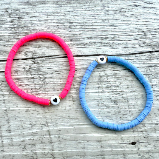 Herz Armband Neon Pink oder Flieder mit Gold