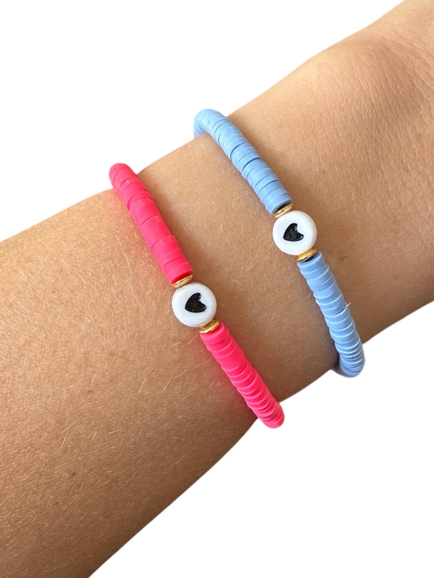 Herz Armband Neon Pink oder Flieder mit Gold