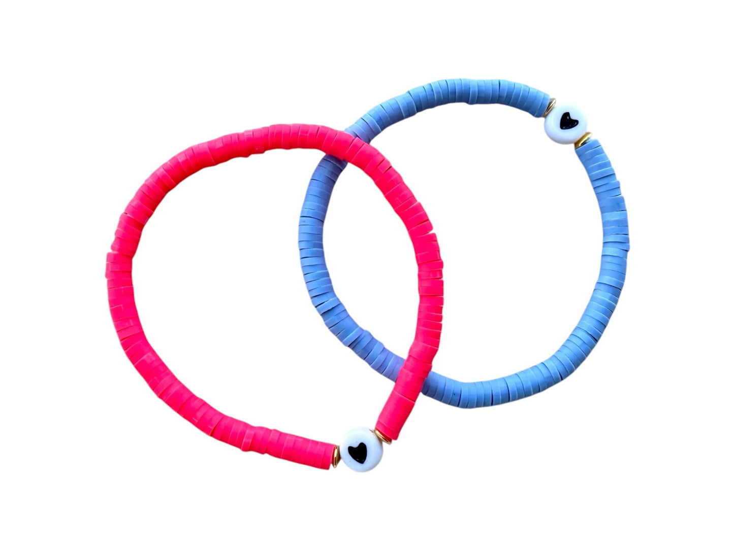 Herz Armband Neon Pink oder Flieder mit Gold