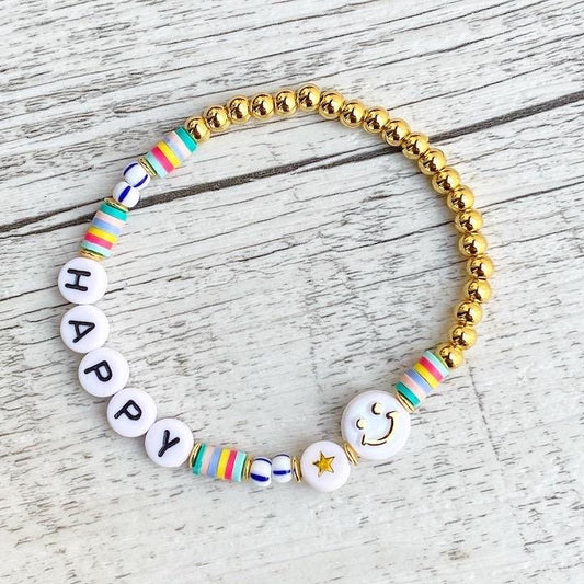 Personalisiertes Edelstahl Armband mit Smiley