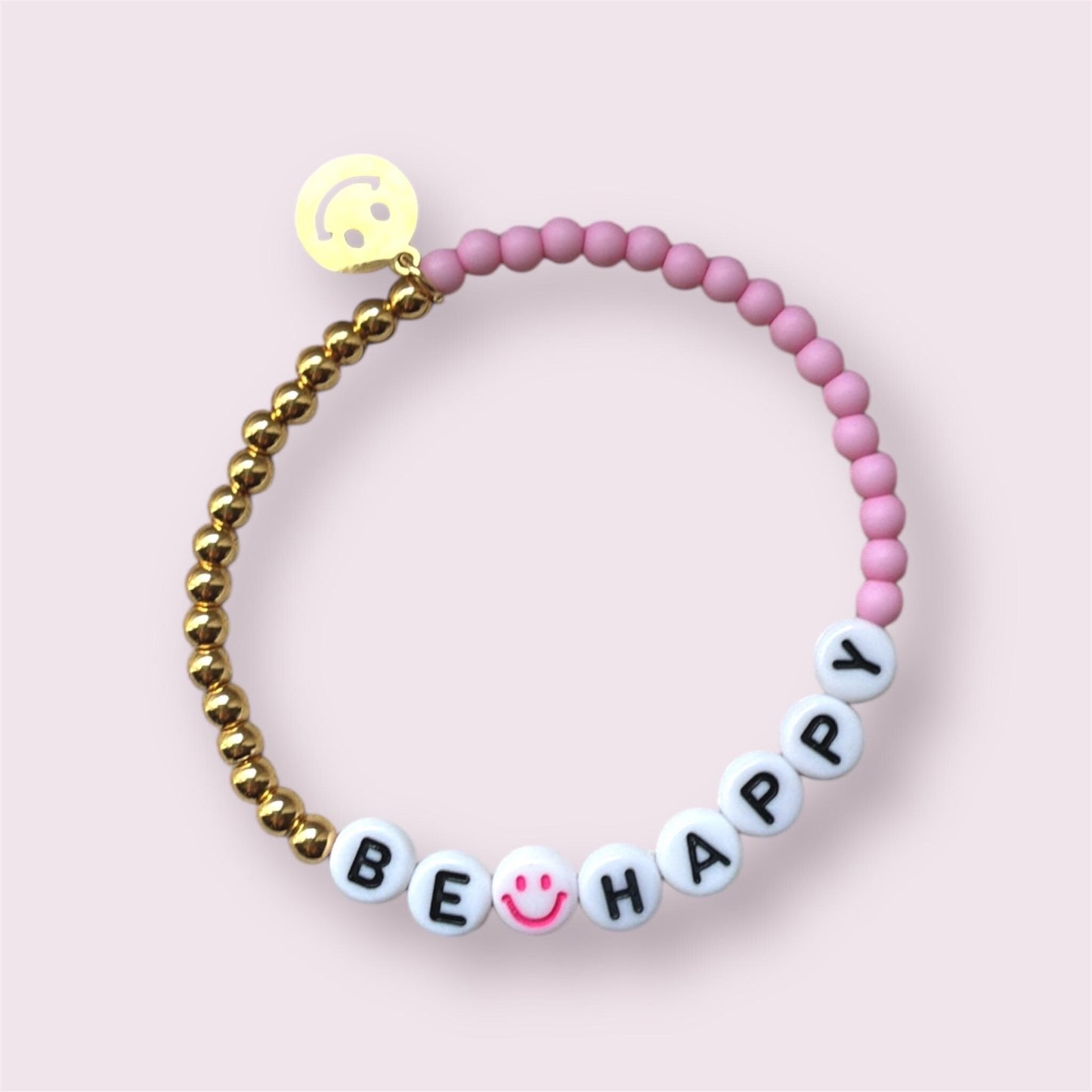 Personalisiertes Armband mit Smiley aus Edelstahl vergoldet