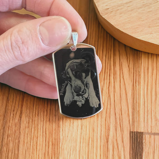 Personalisierte Halskette mit Foto Gravur aus Edelstahl