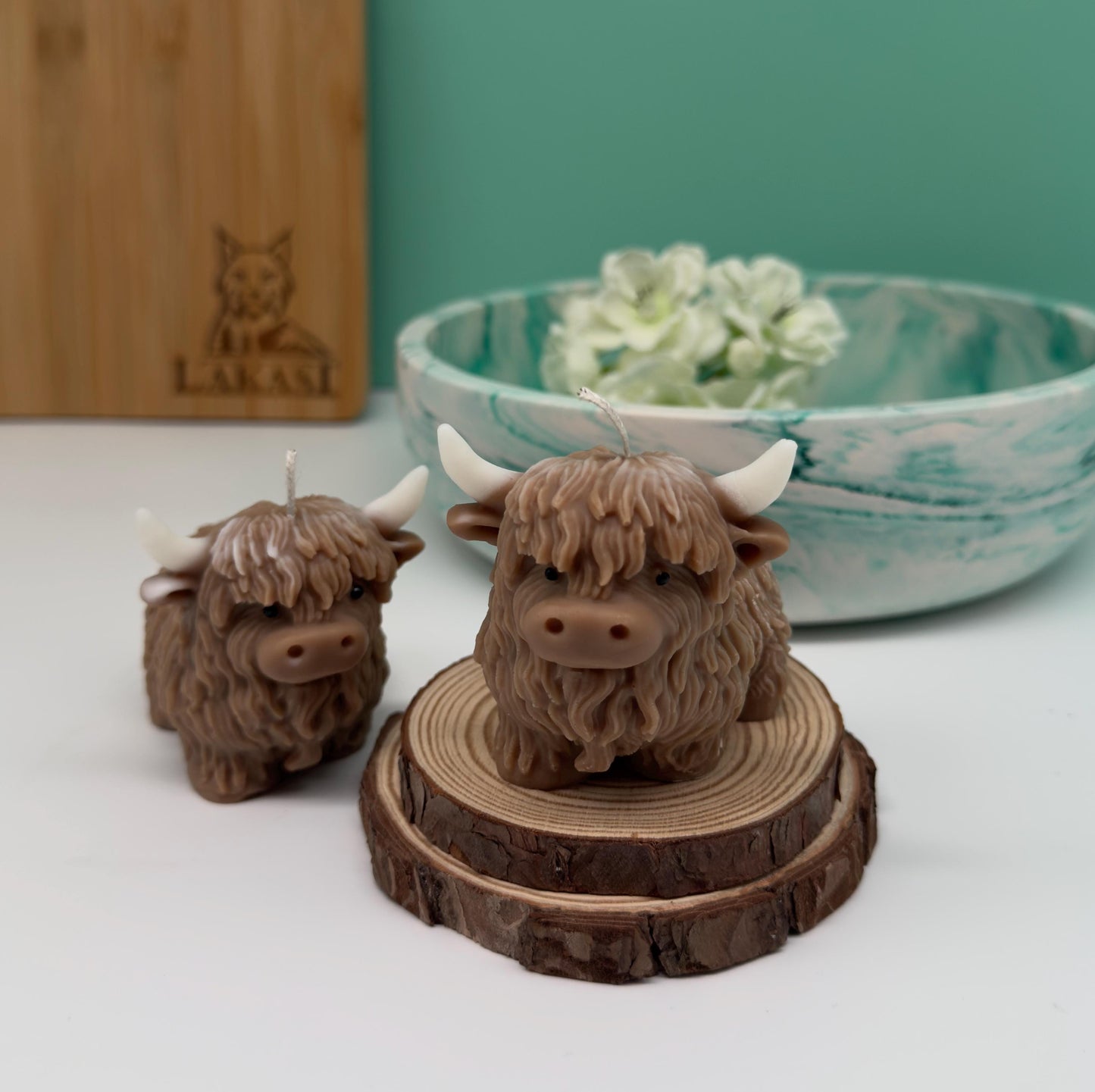 Hochland Kuh Kerze braun aus Sojawachs