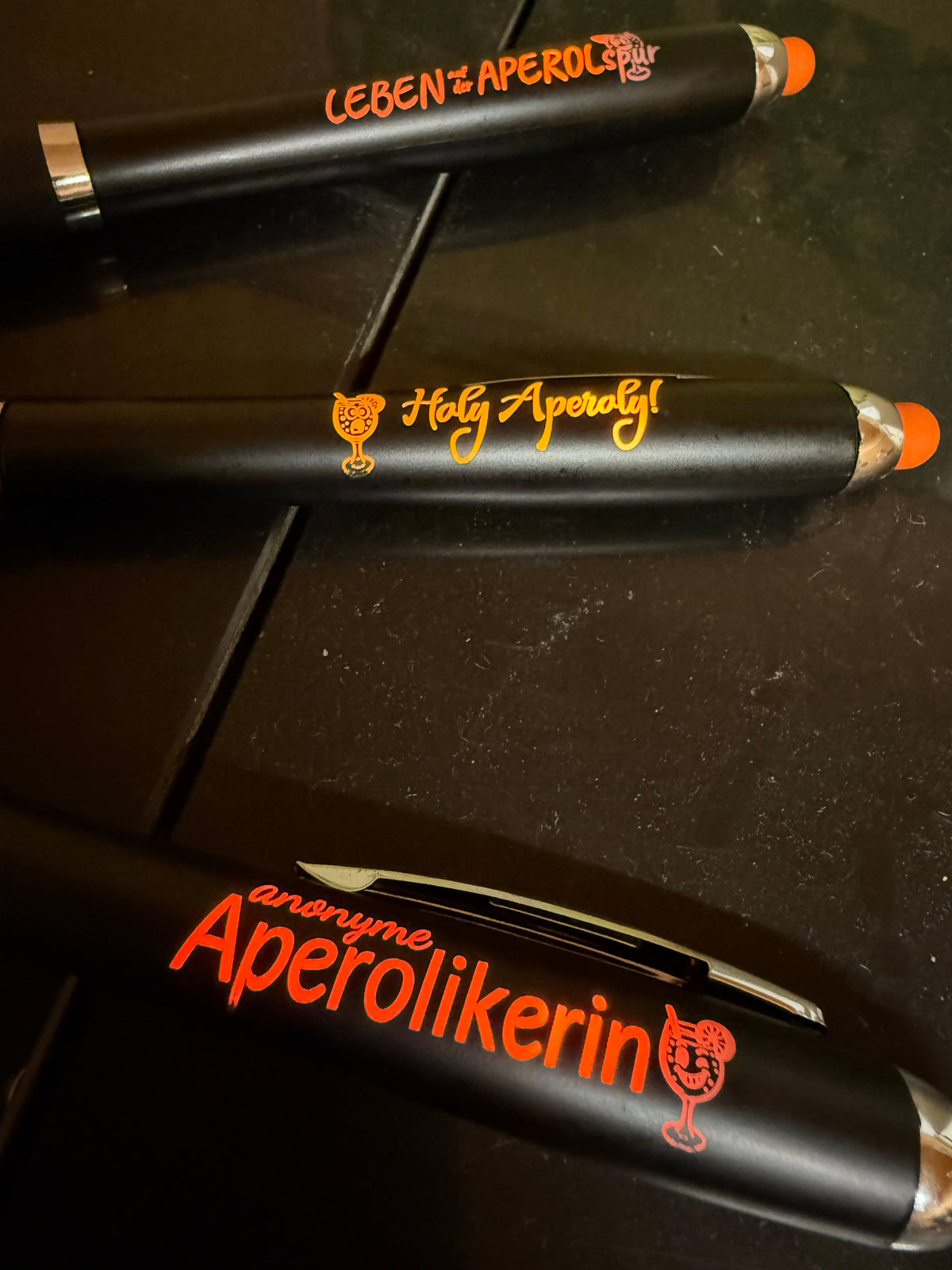 LED Aperol Kugelschreiber mit lustigen Sprüchen