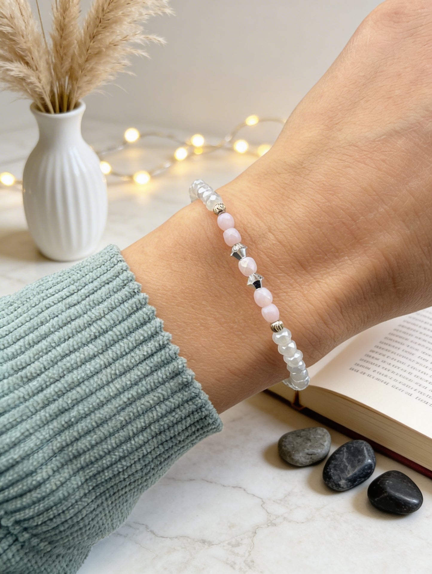 Armband "Sweet Glamour" 925er Sterlingsilber in Rosa und Grau