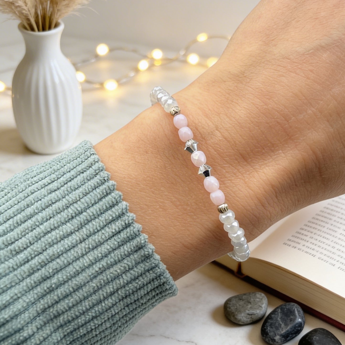 Armband "Sweet Glamour" 925er Sterlingsilber in Rosa und Grau